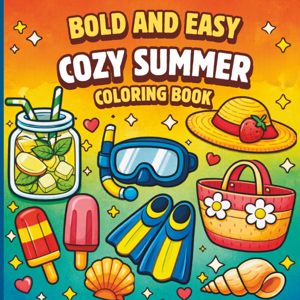 Cozy Summer Coloring Book for Adults: Bold and Easy Relaxing Scenes, Beach Days & Sunny Moments