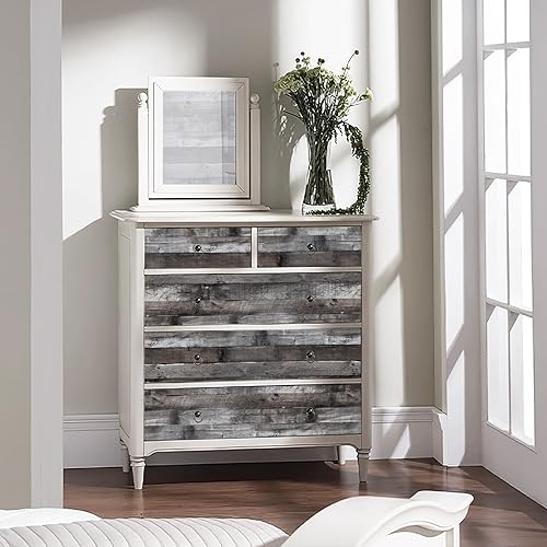 Miniatura 6 de Papel tapiz de madera para despegar y pegar, vinilo negrogris, 17.7 x 400 pulgadas, papel de contacto autoadhesivo grueso impermeable autoadhesivo