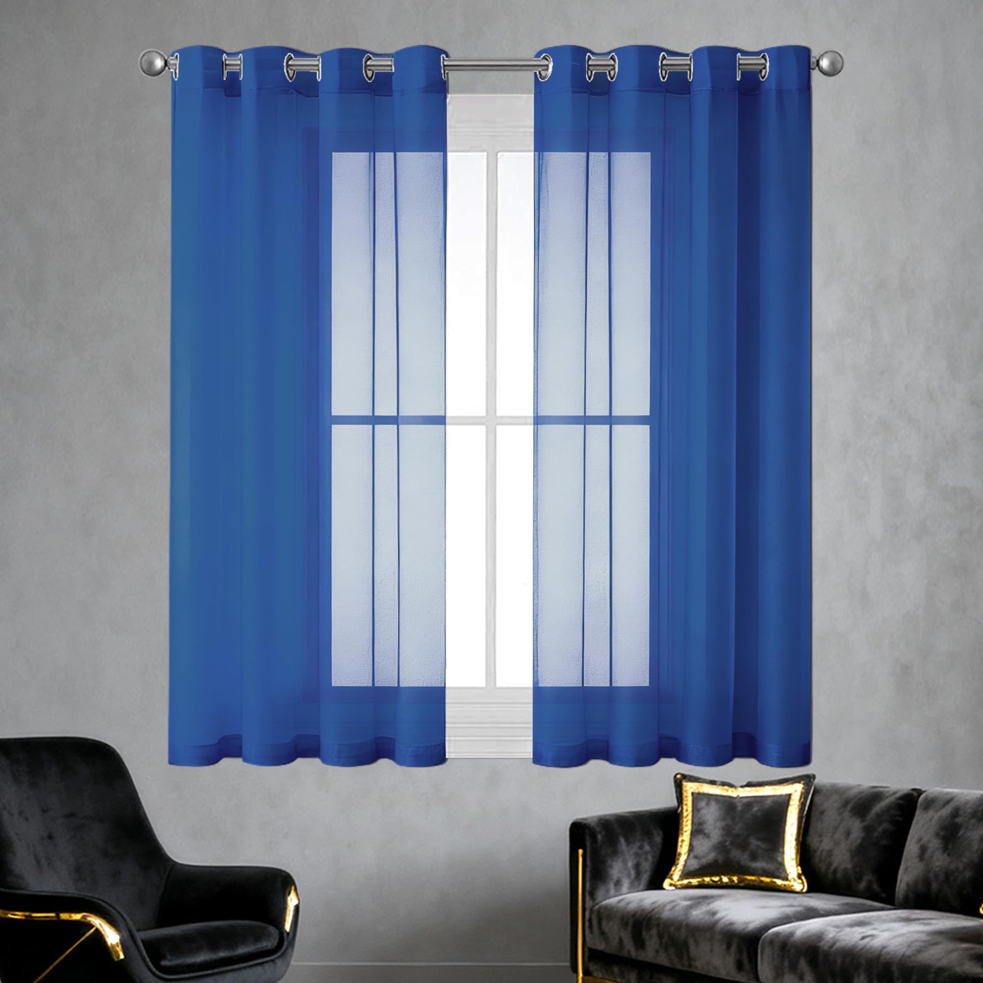 Rideaux voilage transparent pour chambre d'enfant et cuisine au style bleu foncé moderne