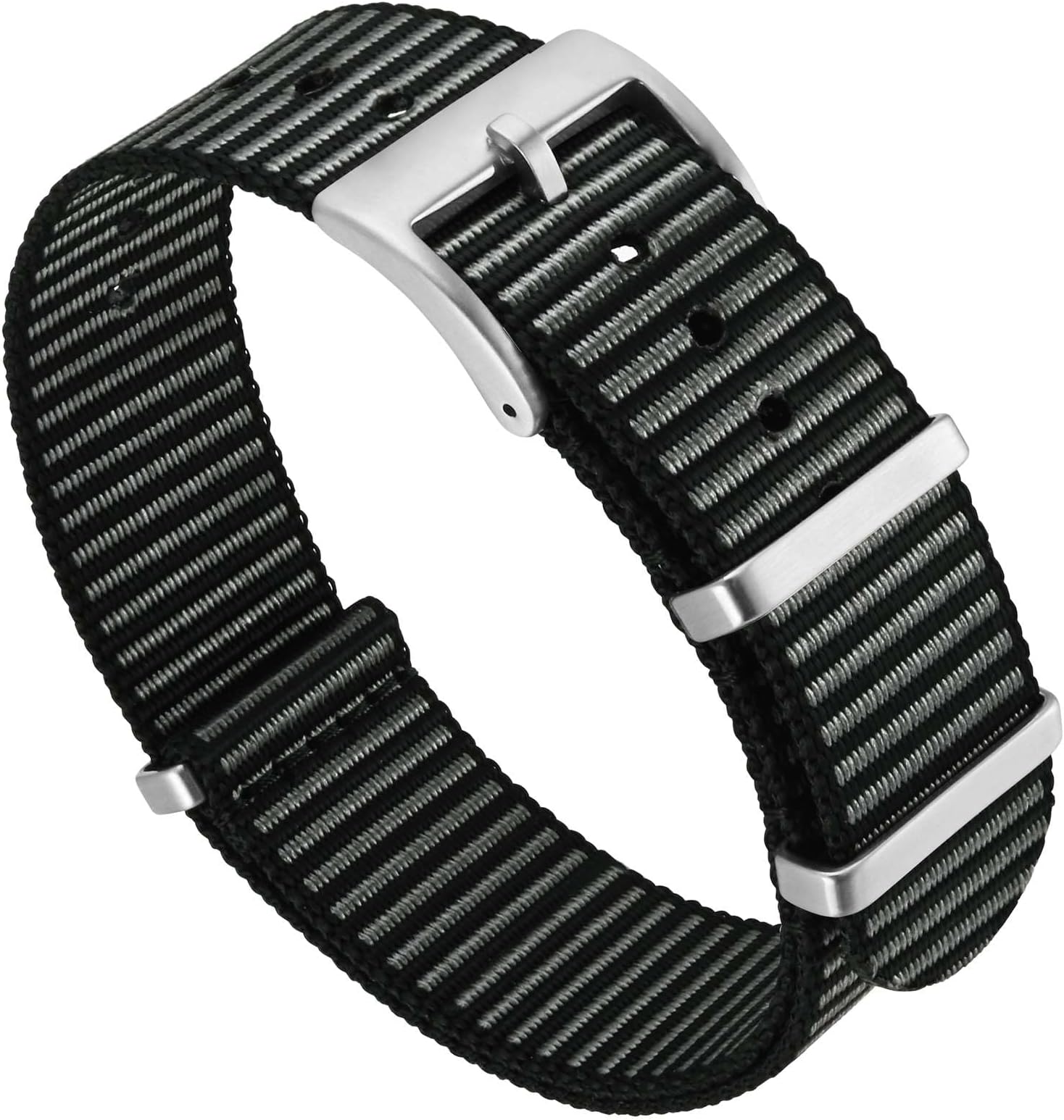 Nylon Watch Strap, 18 mm 20 mm 22 mm Replacement Watch Band, One Pieces Strap for Men or Women,Adjustable and Breathable,Stainless Steel Buckle