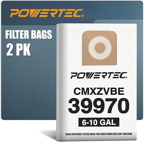 POWERTEC Compra bolsas de vacío para aspiradora Craftsman de 6 a 10 galones, bolsas de filtro de repuesto para Craftsman CMXZVBE39970 bolsas de