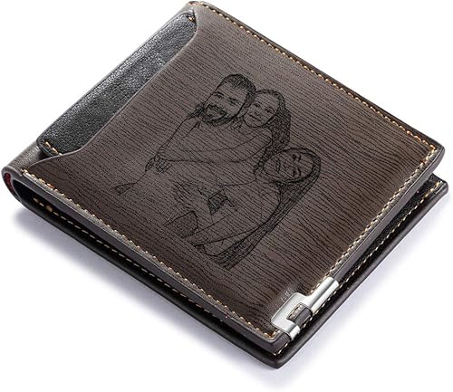 Carteras personalizadas para hombres, cartera de fotos para novio y papá, cartera personalizada para padre, cartera con imagen grabada para hombres