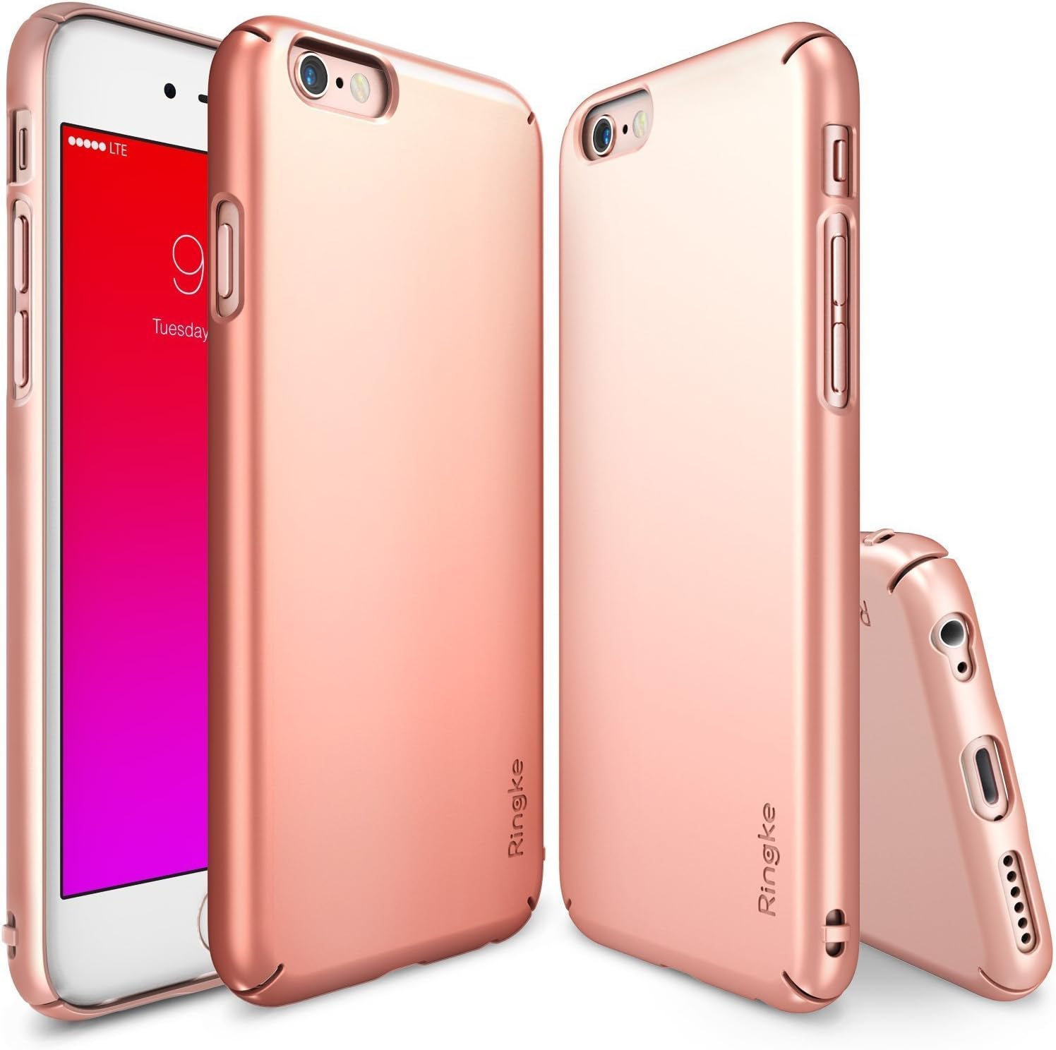 Ringke Slim Compatible with iPhone 6S Plus Case Full Coverage on All 4-Sides & Back Super Lightweight All Around Protection for iPhone 6S Plus - Rose Gold