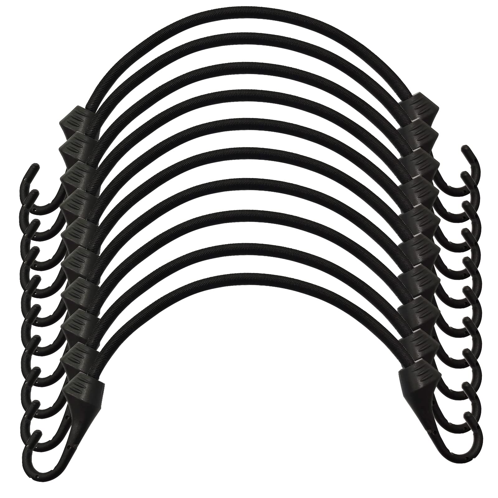 JoneazSmall Bungee Cords with Hooks 6 inch, 10-Piece, UV Resistant, 5 mm Diameter Elastic Bungee Cord…