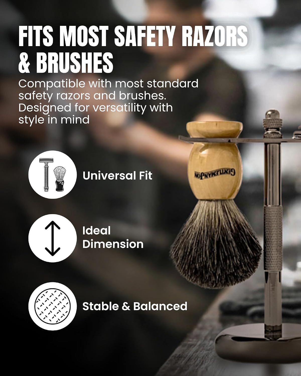Gentleman Jon Shaving Stand - Durable Safety Razor & Brush Holder for Men image 3