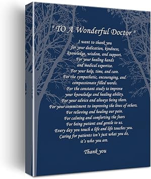 Doctor Gifts Poem Poster Canvas Wall Art, Ready to Hang for Home/Office/Living Room Decor, Thank You Gifts, Easel & Hanging Hook