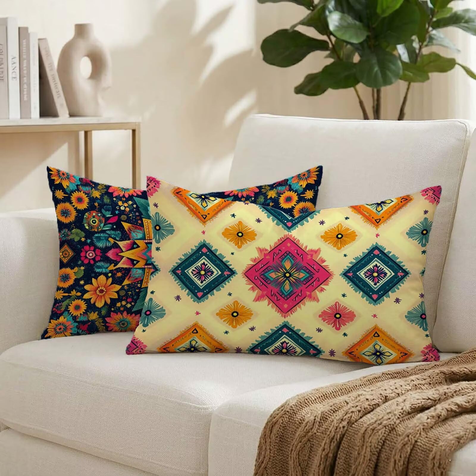 Housse coussin exterieur 50x80 rectangulaire taie oreiller impermeable salon