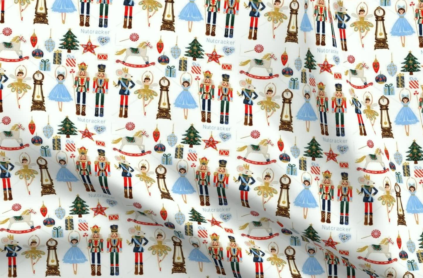 Spoonflower Fabric - Nutcracker Christmas Horses Trees Stars Printed on Minky Fabric by The Yard - Sewing Baby Blankets Quilt Backing Plush