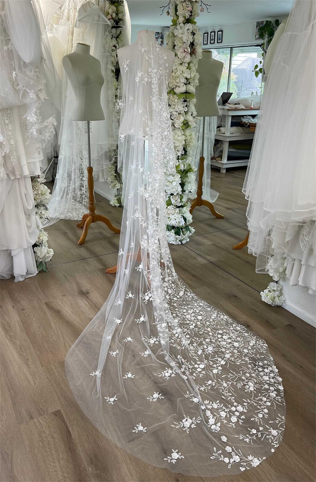 Velo de novia de tul suave, longitud catedral, velos de piso con peine gratis, 1 nivel, accesorios de boda para novia y dama