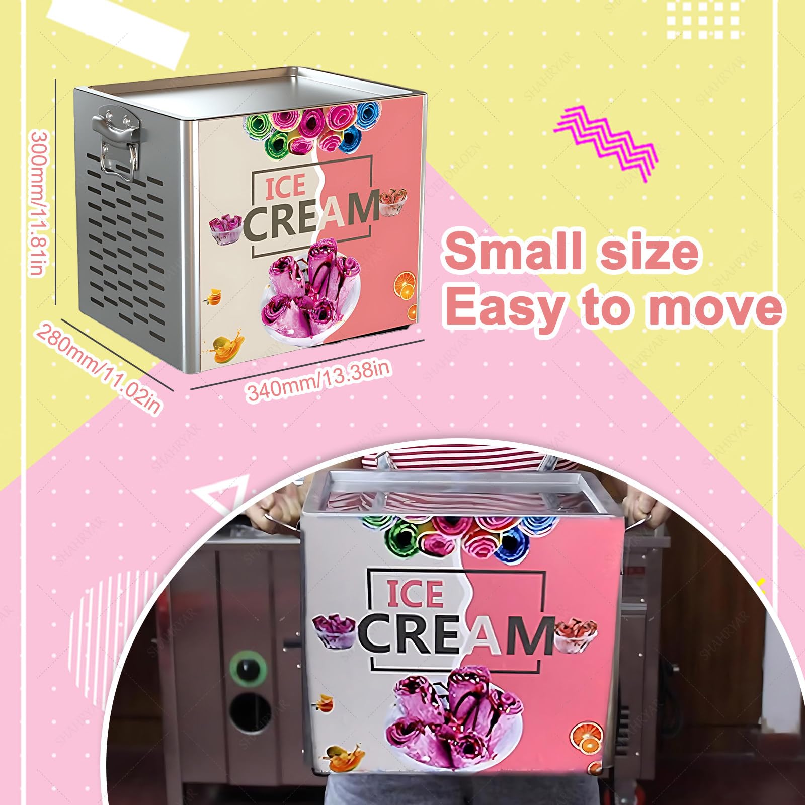 Instant-Eisrollenmaschine, Eiscreme-Rollmaschine, Bringen Sie 2 Schaufeln mit, Zur Herstellung Von Eiscreme-Rollen Zur Herstellung Von Eis, Gefrorenem Joghurt Und Eisrollen