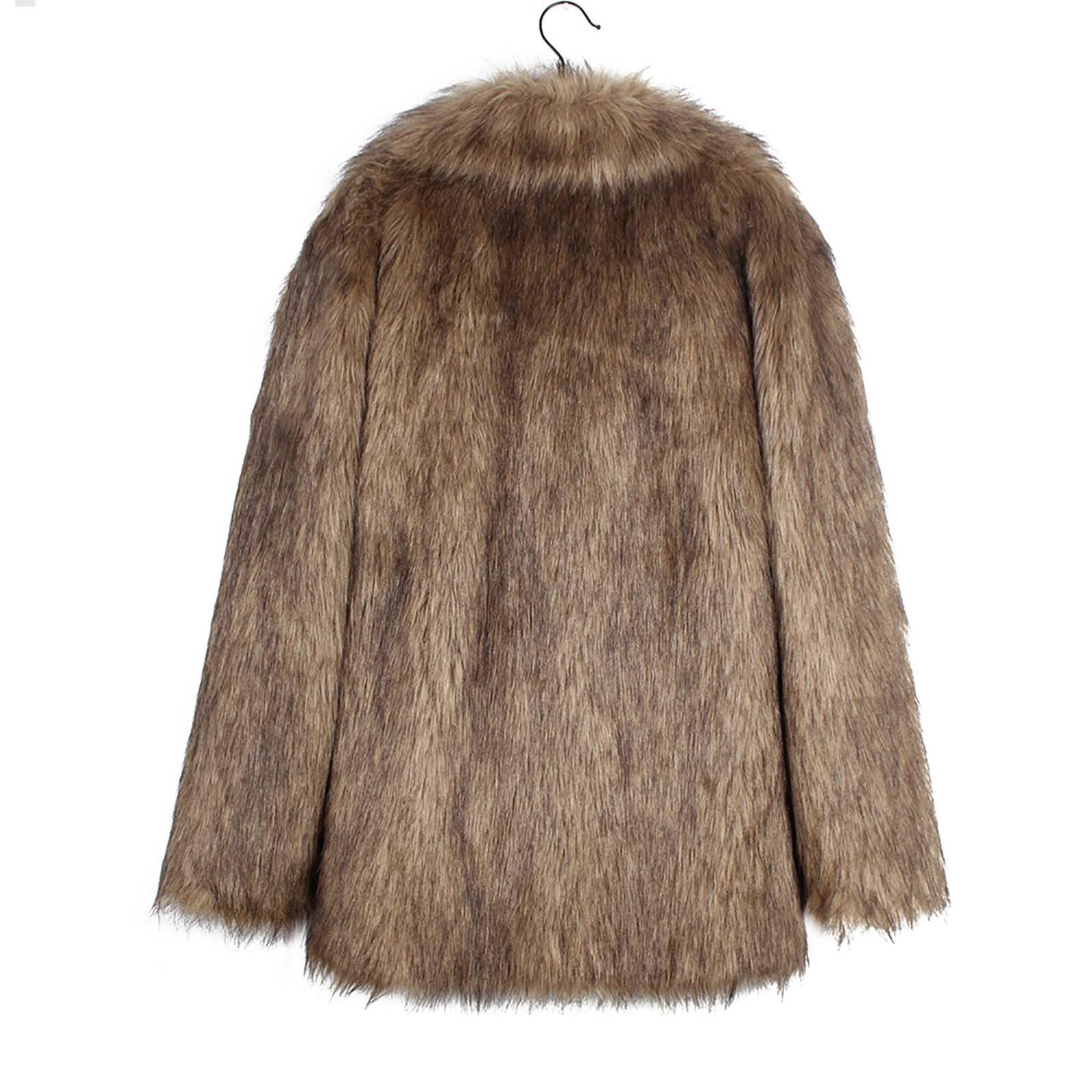 Abrigo Pelo Mujer,Chaqueta Largo de Piel Sintética Cuello Solapa Abrigos Manga Larga de Forro Polar de Doble Cara Grueso y Cálido Cazadora Peludo Faux Fur Coat Cómodo Fleece Jacket Otoño Invierno