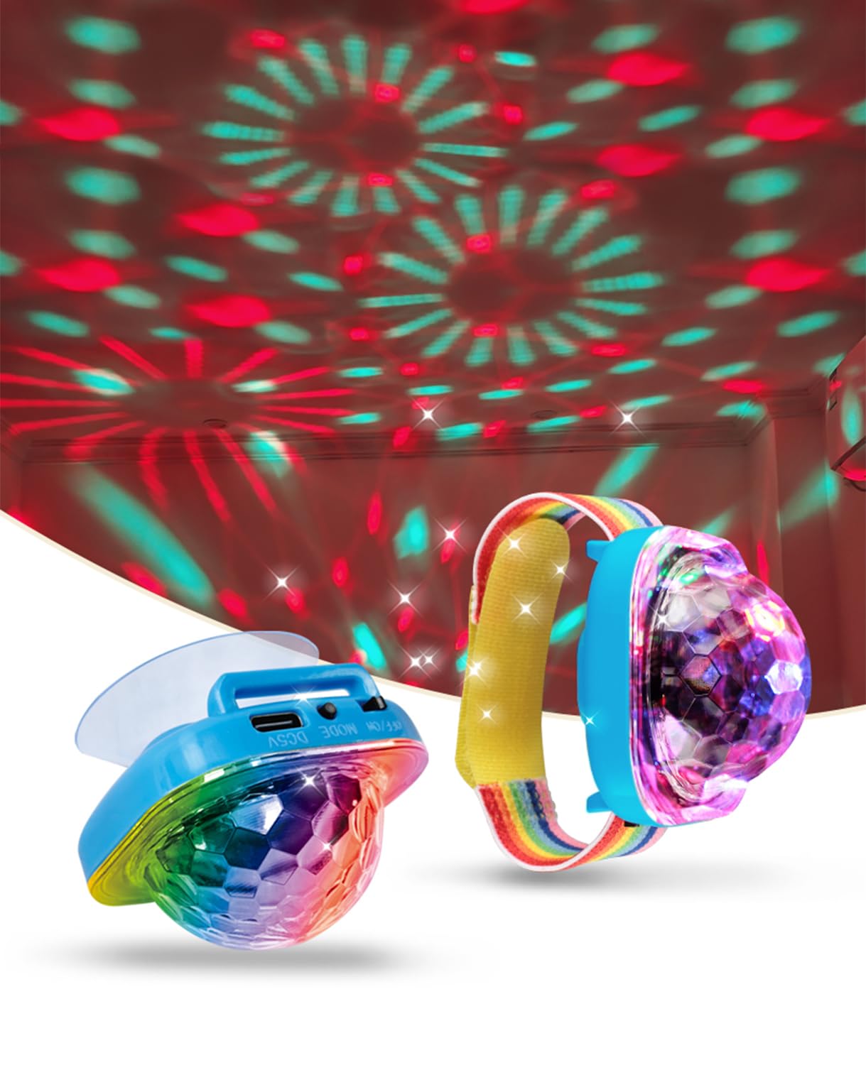 Wristband Disco Light,Portable Party Lighting,Wireless Stage Lights,Rechargeable Mini Wrist Strap Ball Light Sound Control for Party Portable Disco Lights - Image 2
