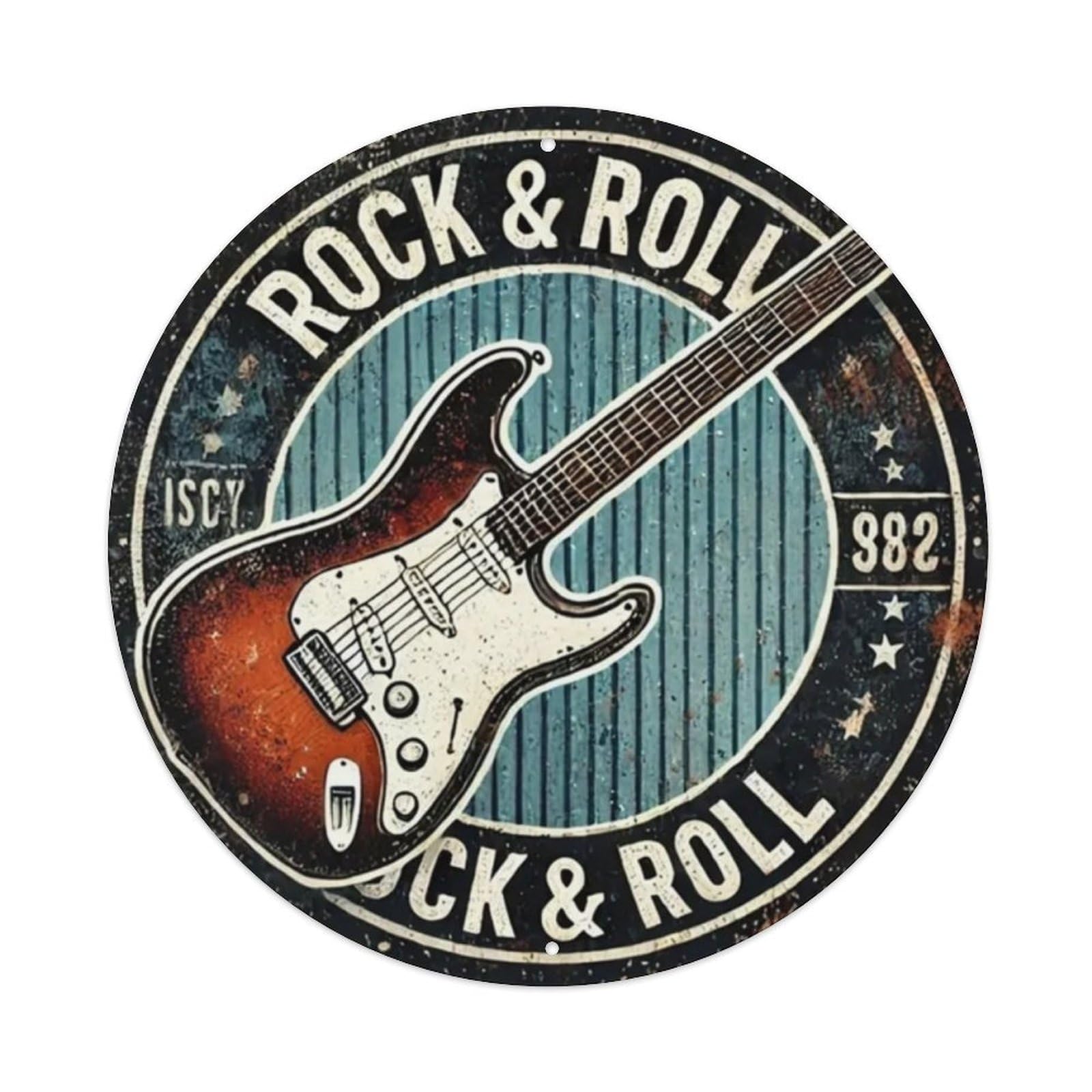 Rock Guitar Tin Sign Vintage Style Home Bar Garden Wall Plaque Decor Metal Poster 8x8 Inch