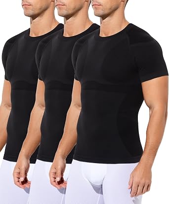 Casey Kevin Mens Short Sleeve Compression Shirt Tank Top Slimming Body Shaper Vest Tummy Control Shapewear Undershirt for Men