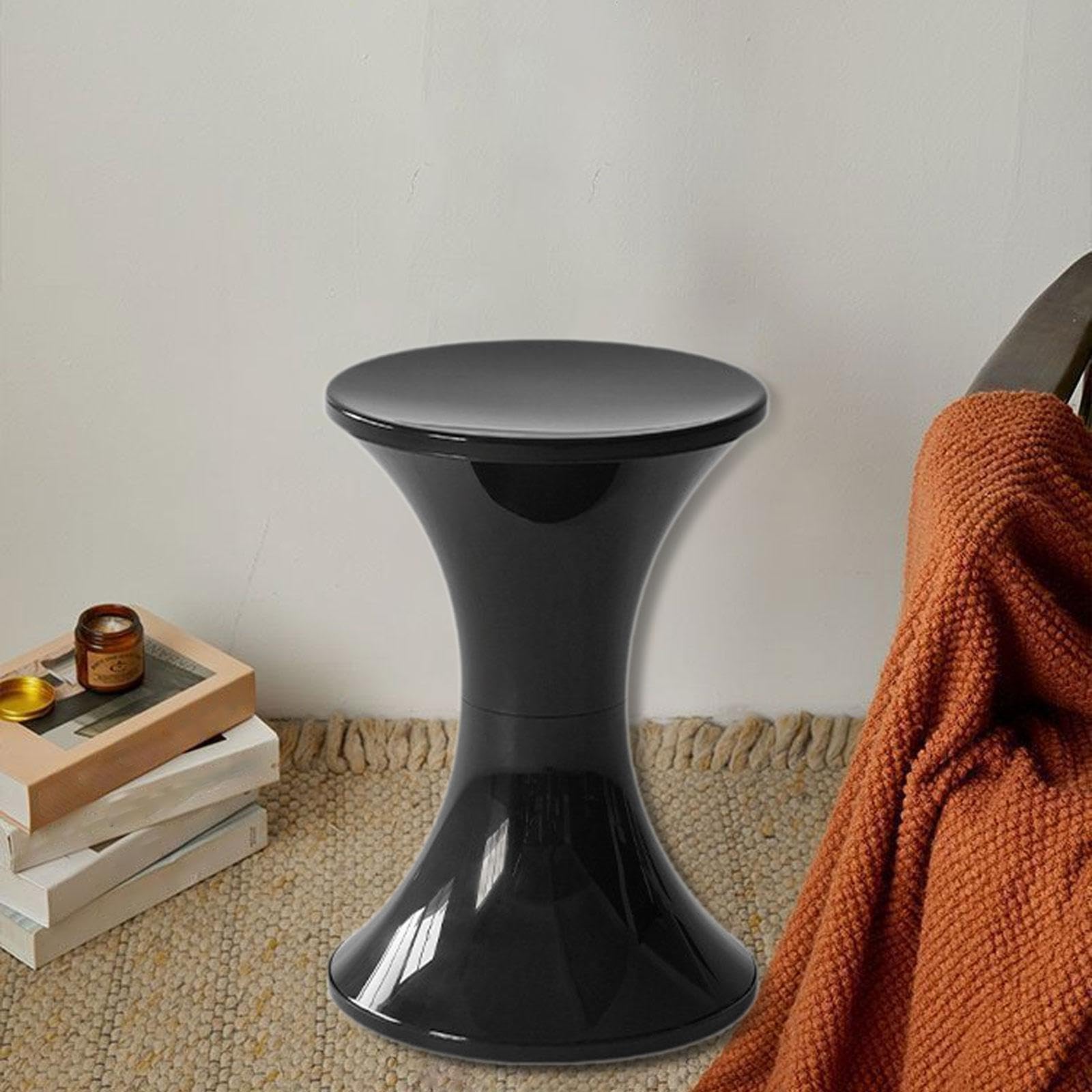 Taburete Almacenaje Ottoman Reposapiés Puf Multifuncional Fabricado en PP Tapa Extraíble Y Compartimento Espacioso Adecuado para Sala Dormitorio, Negro, Individual