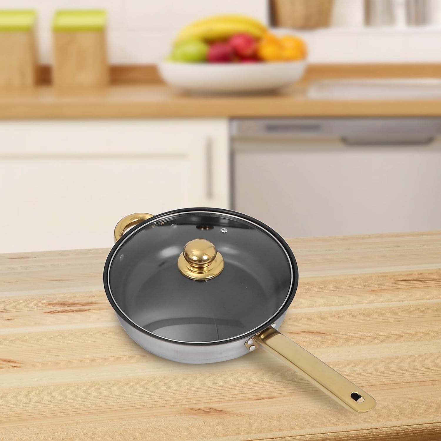 NUOBESTY Stainless Steel Cookware Set with Non-stick Frying Pan and Saucepan for Induction Cooktop Versatile Kitchen Pots and Pans for Boiling Frying and Simmering Stylish Modern Design for