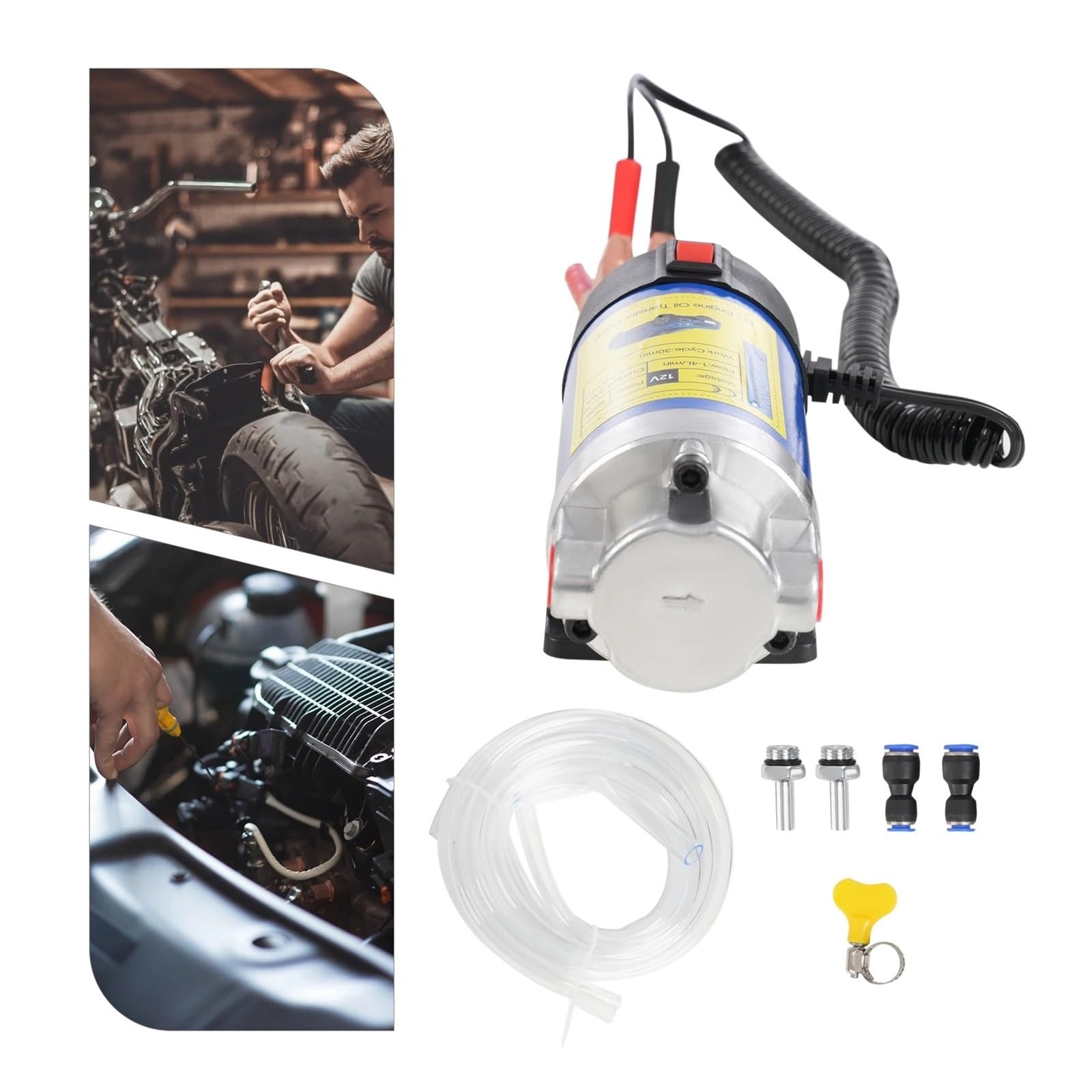 Pompa Benzina Pompa Di Estrazione Olio 12V Pompa Di Alimentazione Con 3 Tubi Trasparenti Pompa Di Trasferimento Olio Motore Per Auto Moto Per Scooter