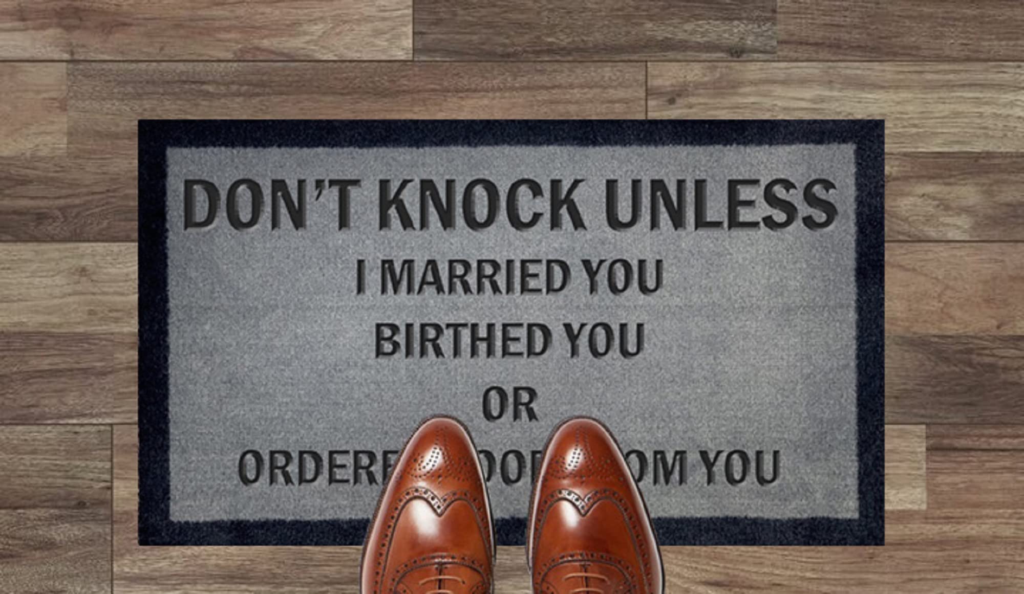Artisan Kiss Grey Nylon Door Floor Mat Anti Slip Backing 70x40cm Gifts Presents Wedding Novelty (70 x 40 cm, Dont Knock Unless)