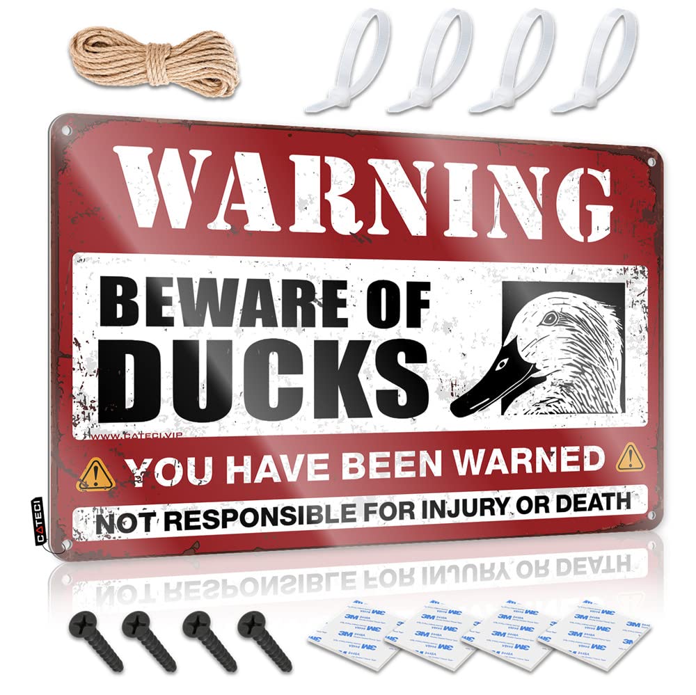 STWNVOITV Bar Tin Signs Vintage Beware Of Ducks Sign Garage Tin Sign Garage Decor For Men(20X30CM)