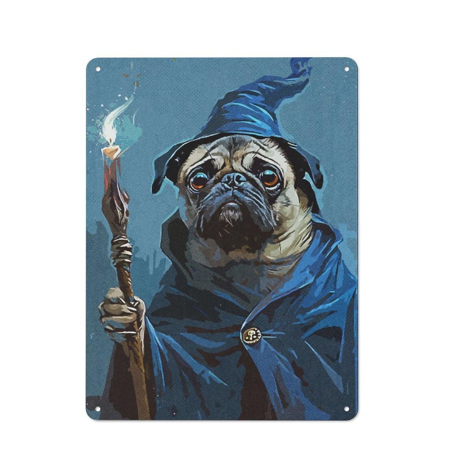 Junmoney Wizard Dog Vintage Vintage Metal Sign 40X30cm Featuring Restaurant Wall Art For Takeaway, Bar, Kitchen Or Counter Area