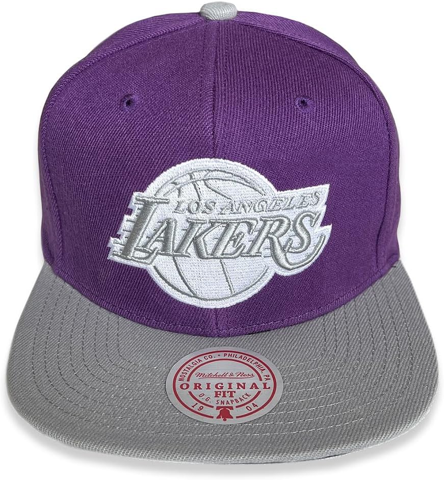 Mitchell & Ness LA Los Angeles Lakers Sailing 2-Tone Snapback Cap, Adjustable Hat - Image 2