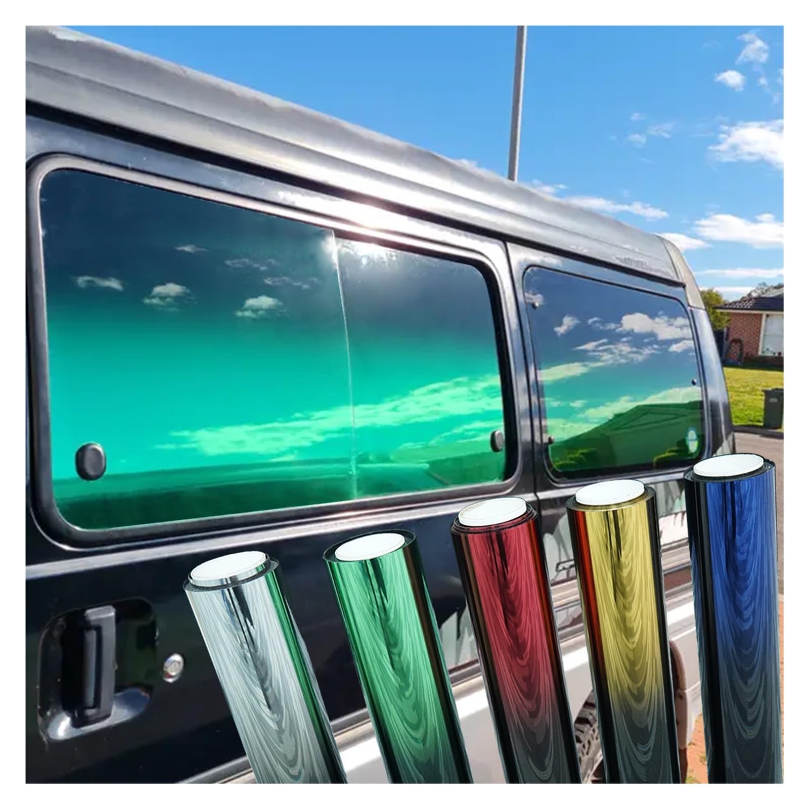 Thermal Window Film Gradient Solar Window Tint Film Color Changing Film Car Sun Shade Front Windshield Sunshade Protector Heat Insulation Universal