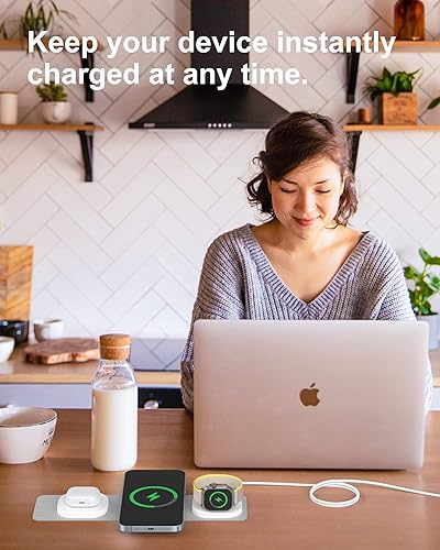 Miniatura 3 de Cargador inalámbrico 3 en 1, estación de carga inalámbrica plegable magnética, cargador de viaje para dispositivos Apple iPhone 14ProMaxPlus1312