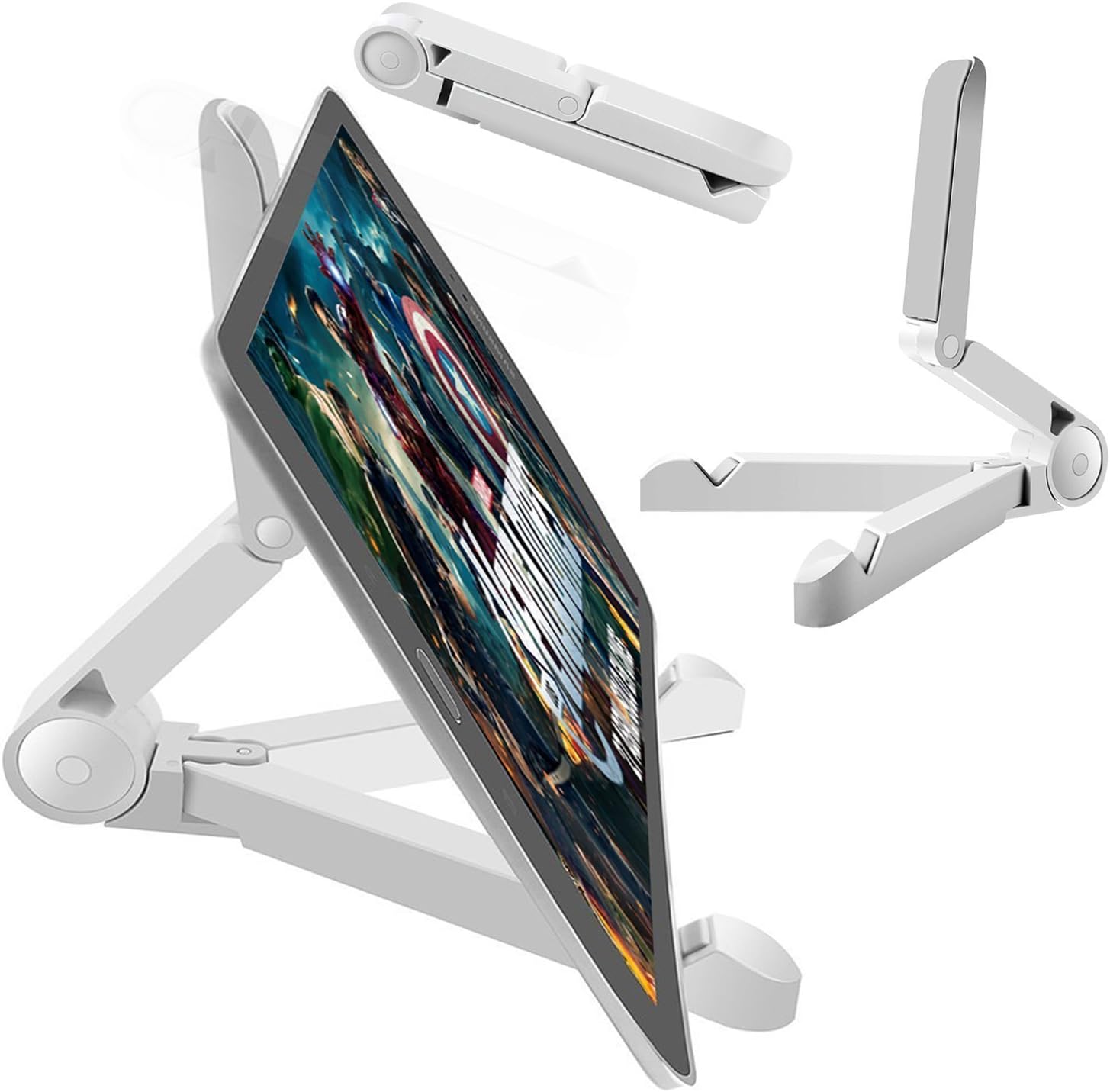 Tablet Stand, Portable Multi-angle Adjustable iPad Stand For iPhone 6 Plus/6/5/5S/5C/4/4S Smartphone, iPad Air 2/1,iPad Pro,iPad 4/3/2, iPad Mini 3/2/1, Samsung Galaxy Tab S6 S5 S4 S3 S4 Phone, LG, e-book, E-Readers,Kindle Fire,Cellphone,White Color Tablet Stand