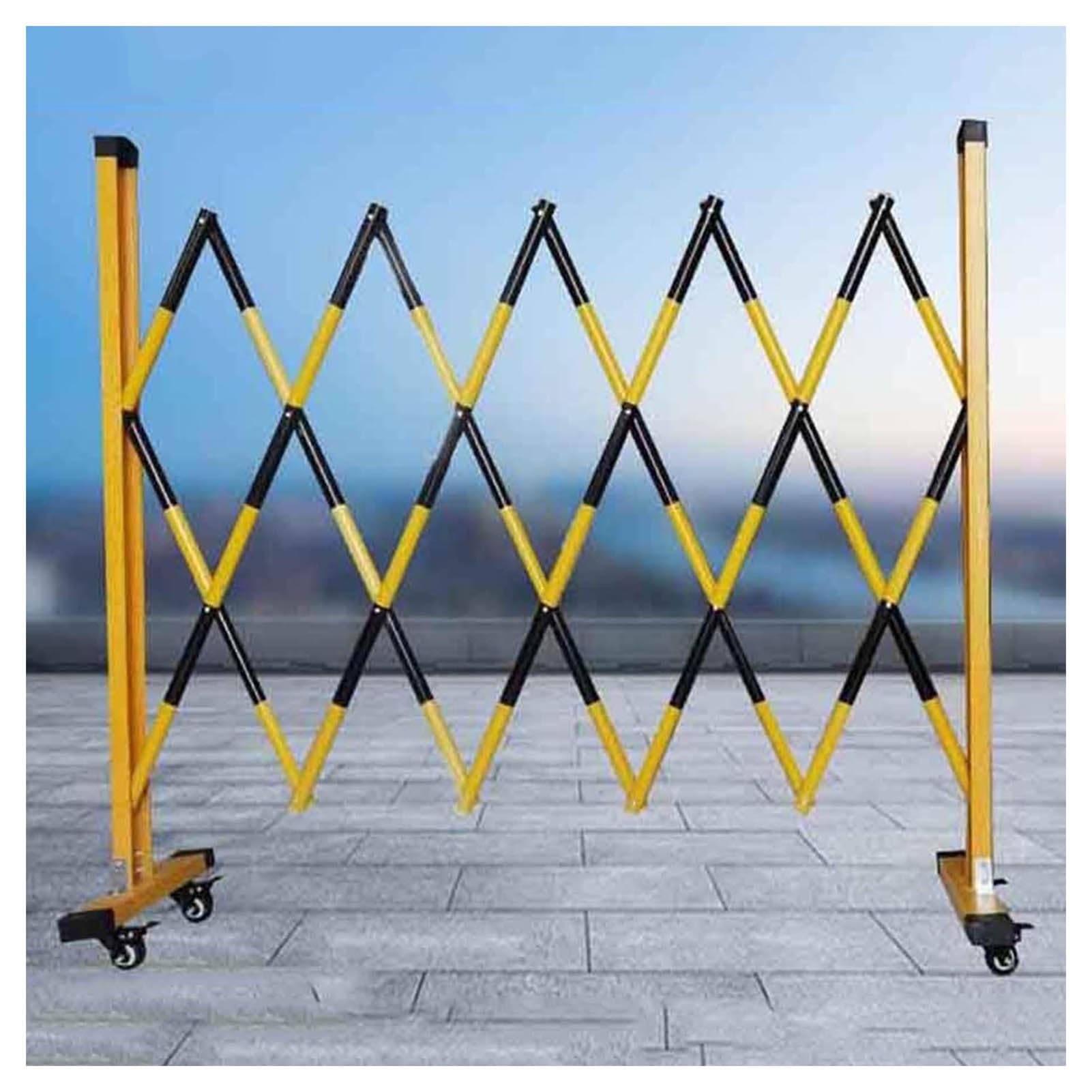 WQPMNYG Security Barrier,Telescopic Movable Traffic Guardrail with Casters - Portable Safety Isolation Barrier for Outdoor Roads, Transportation, Schools, Warehouses (L300cm/9.8ft)