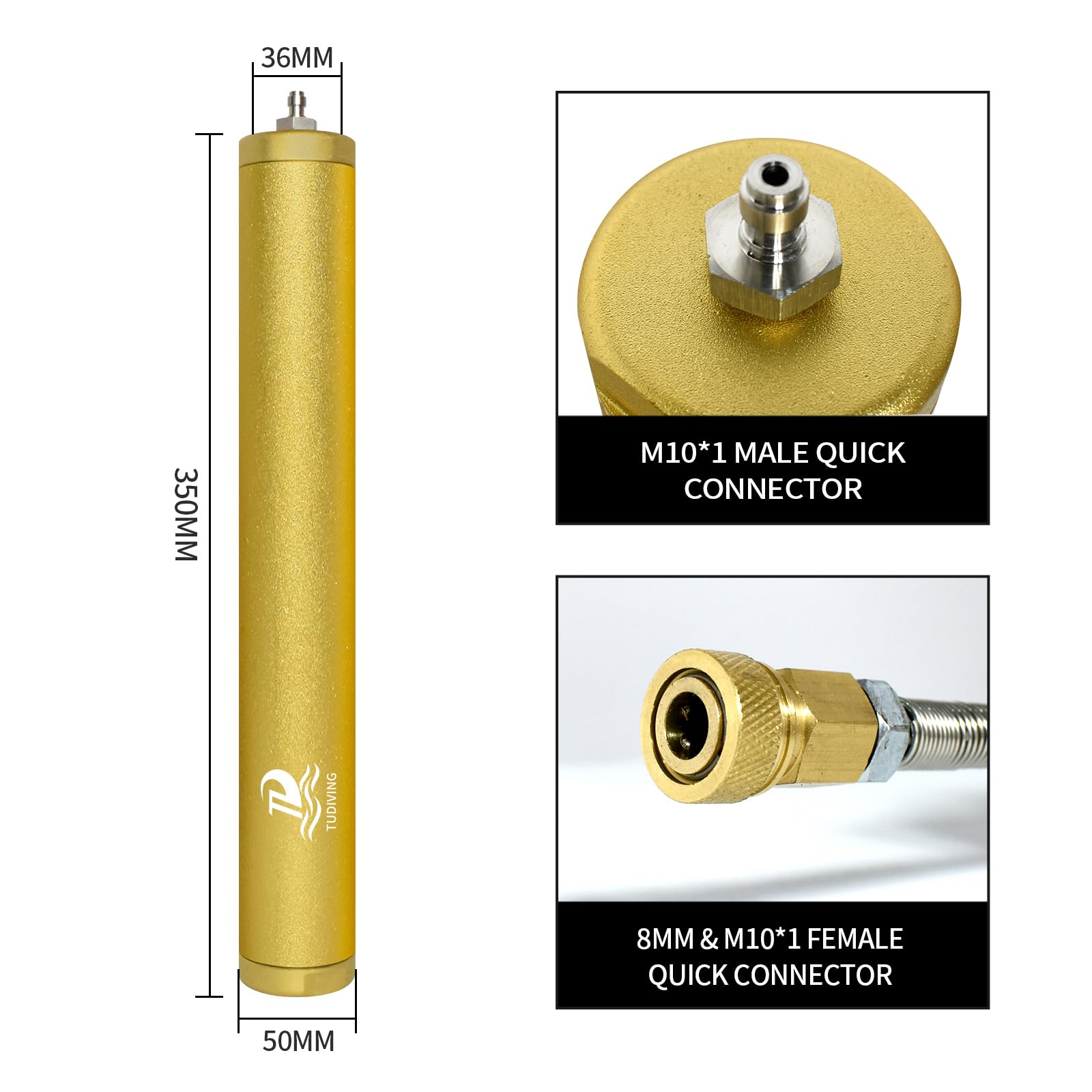 TUDIVING - Pcp separatore di olio e acqua setaccio molecolare, filtro compressore d'aria ad alta pressione 4500 psi con connettore rapido da 8 mm per carro armato Pcp fucile ad aria compressa