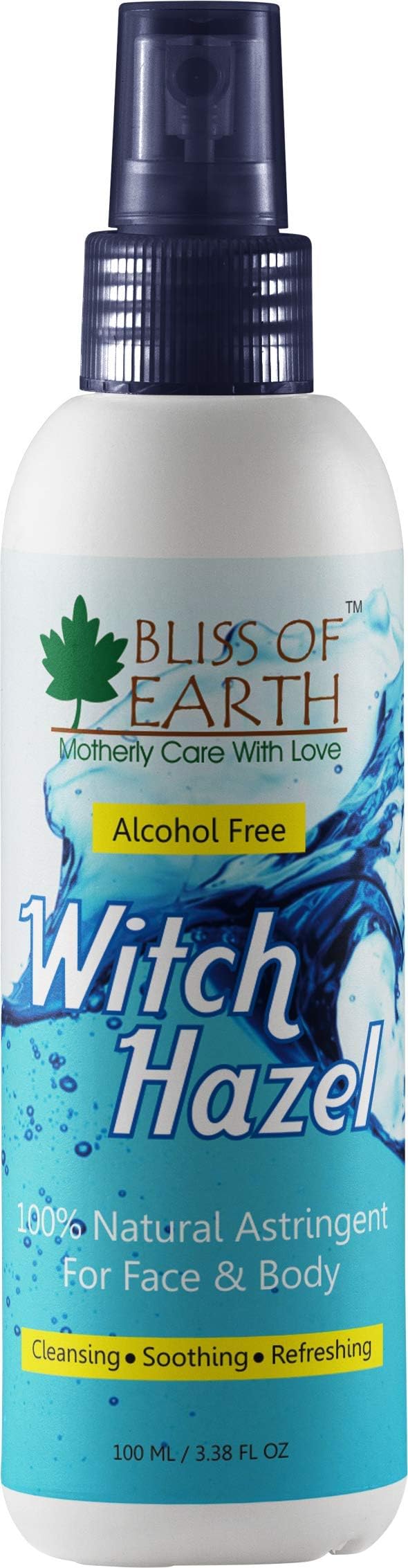 Bliss of Earth® Alcohol Free Pure Witch Hazel Astringent, Natural Toner, Great For Acne & Skin Rashes