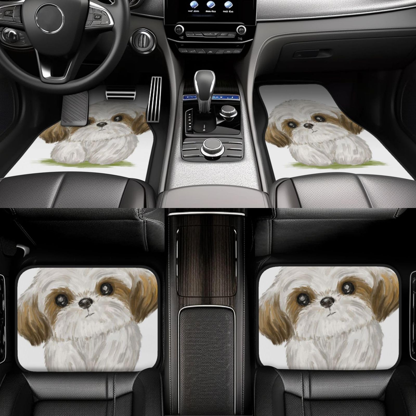 Süßer Shih Tzu-Hund, 4er-Set Auto-Fußmatten, Neopren-Fußmatten für Fahrzeuge, rutschfeste Auto-Fußmatten, Autozubehör