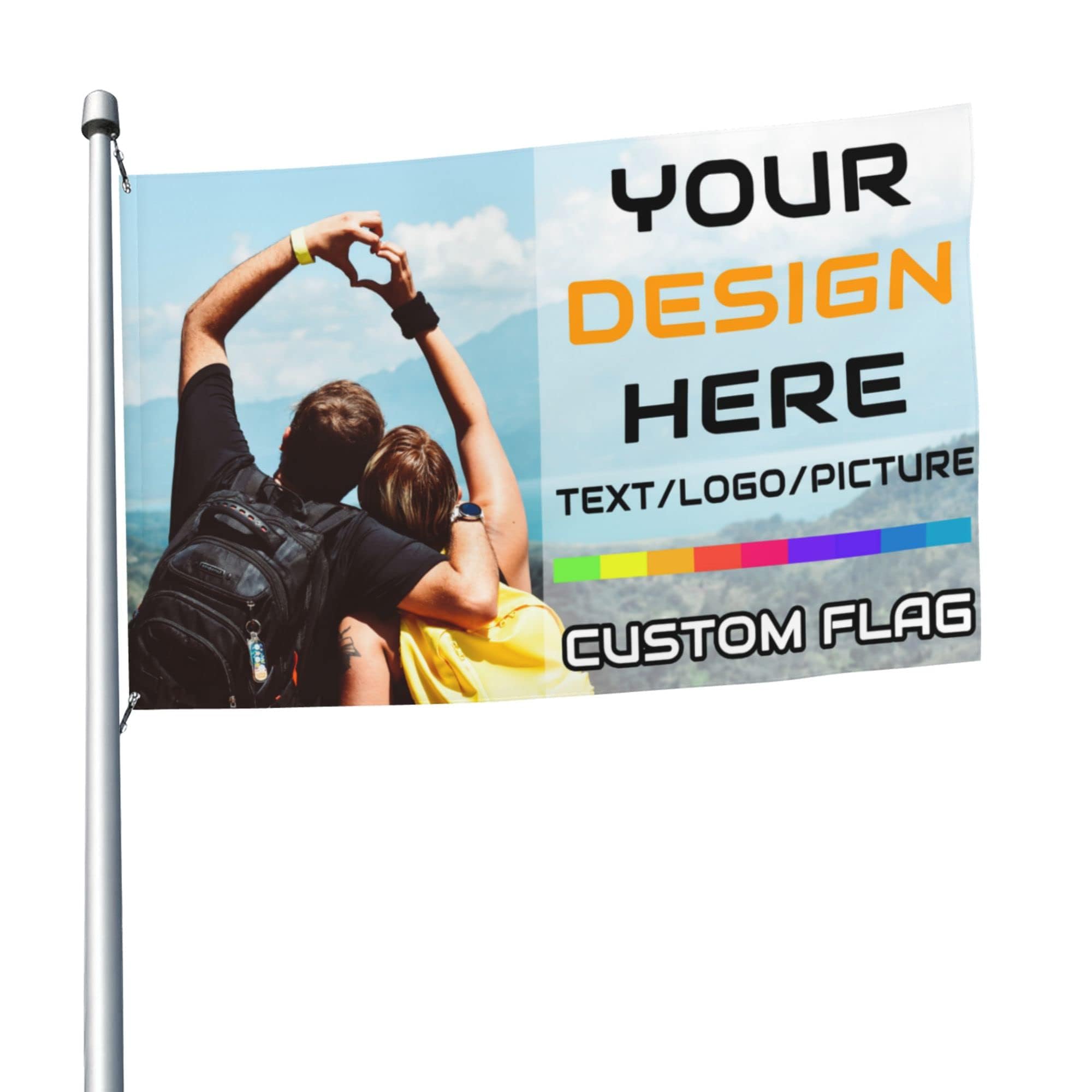 LZXSXZ Custom Flags - Personalised Flags - Design your own flag Picture Text LOGO - Create Your Own Outdoor Personalized Banner Camping Flag for Birthday/Holiday/Christmas