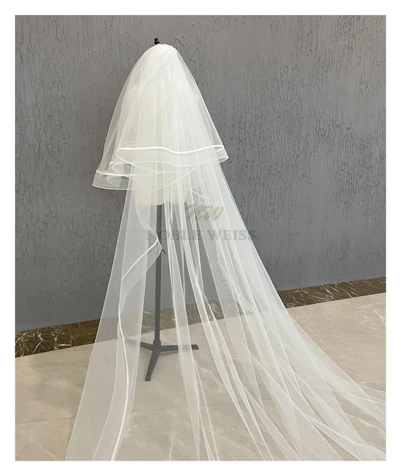 Lange Band-Hochzeitsschleier 2T Brautschleier(WHITE)