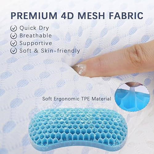 Miniatura 2 de Almohadas de bañera para bañera, almohada de bañera para soporte de cuello y espalda con TPE ergonómico, almohada de bañera mejorada de malla 4D con