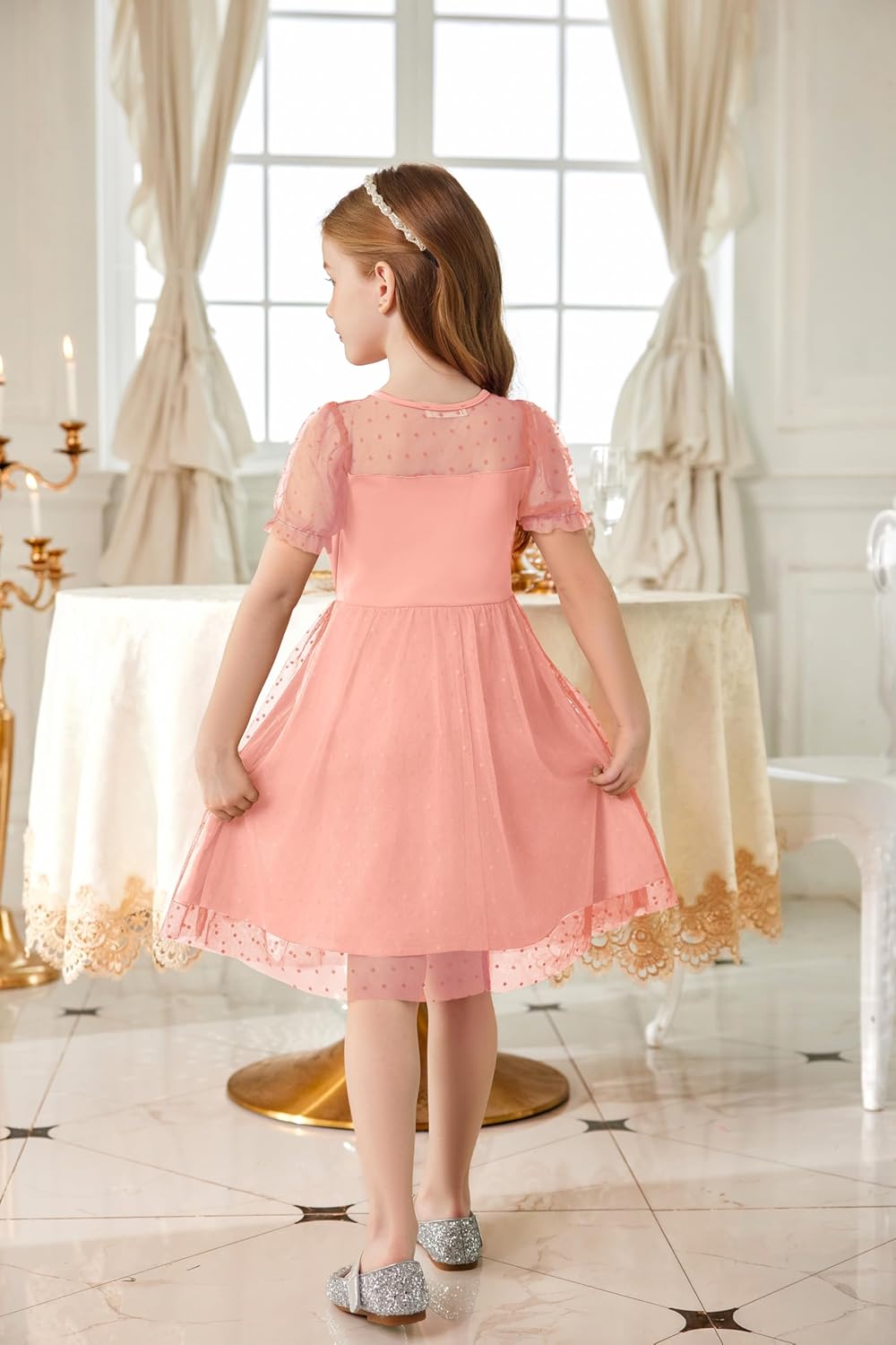 Arshiner Toddler Girls Tulle Summer Puff Sleeve Baby Girls Tutu Princess Party Casual Dress 2-6Y - Image 6