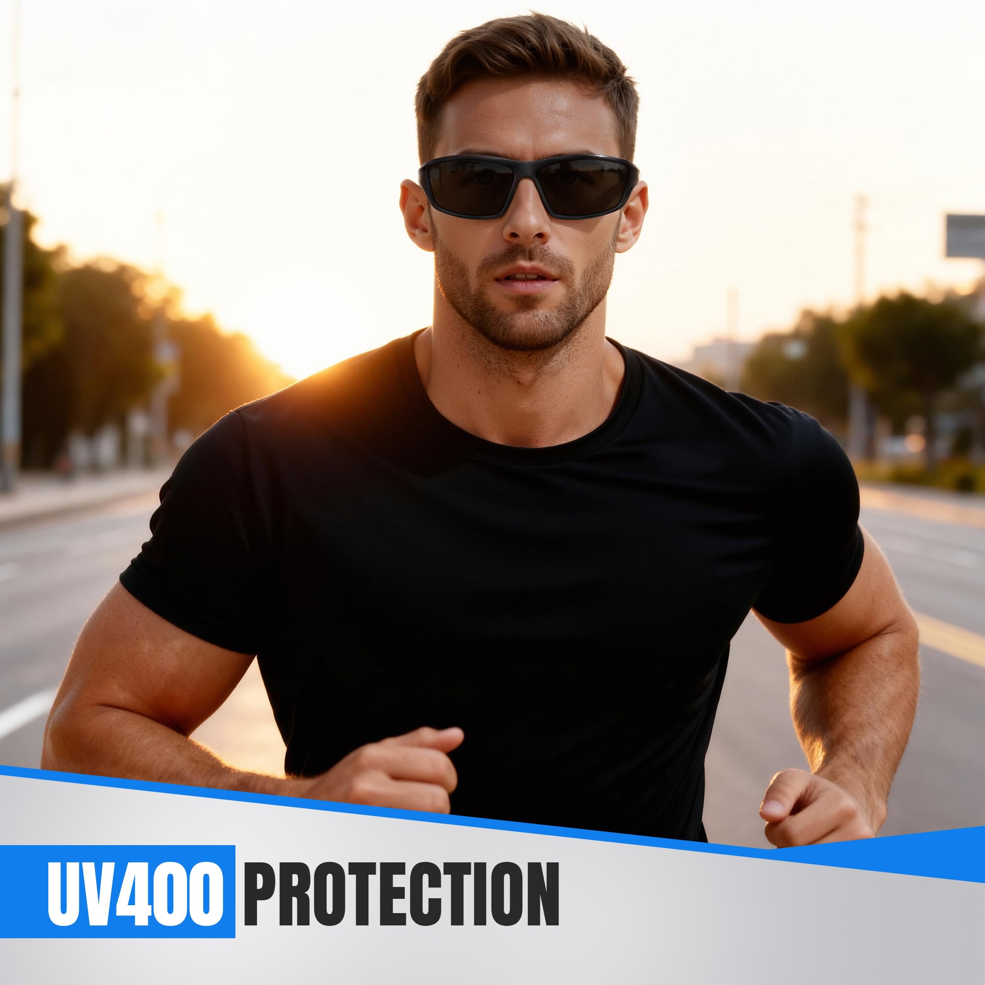Occhiali da sole sportivi polarizzati da uomo, avvolgenti, protezione UV, per pesca, ciclismo, guida