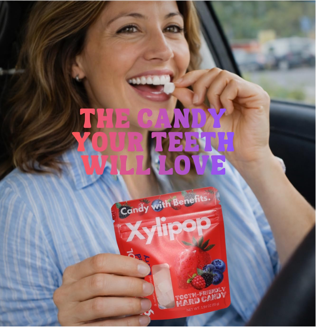 Xylipop 4 Pack (Mixed Berry) – Tooth-Friendly Xylitol Candy | Made with 3 Organic Ingredients | Sugar-Free, Vegan | Healthy Snack for All Ages | 4 x 1.94 oz Pouches