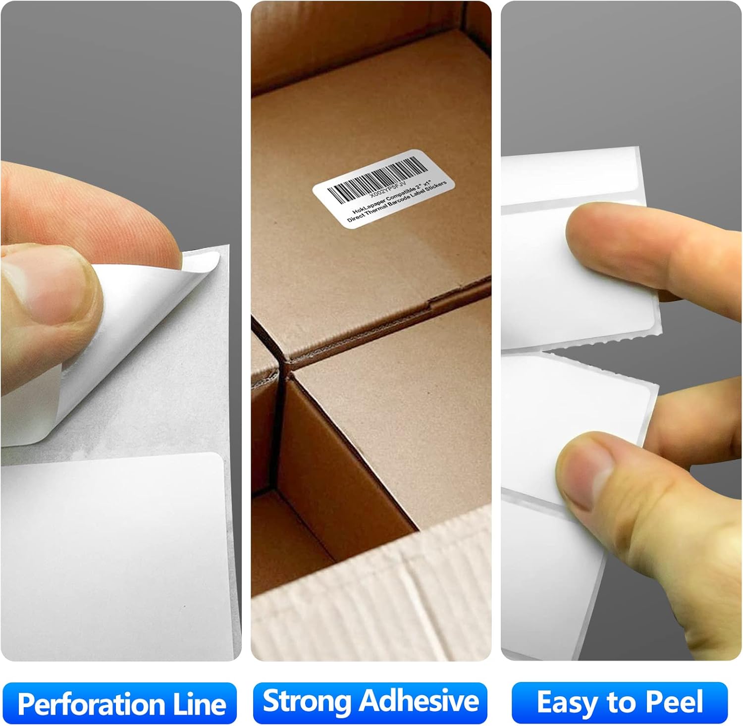 2.25" X 1.25" Direct Thermal Labels with Perforated, Self-Adhesive Stickers Labels for Barcode Postage Address Shipping Compatible with Zebra, Rollo and more Label Printers, 1000 labels/Roll, 12 Rolls