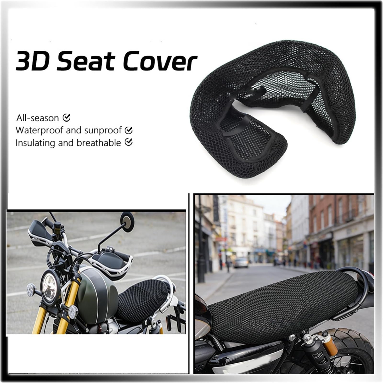 Per Scrambler 1200 2023 Moto 3D Maglia A Nido D'ape Proteggere Parte Del Cuscino Tessuto Di Nylon Coprisedile Termoisolante