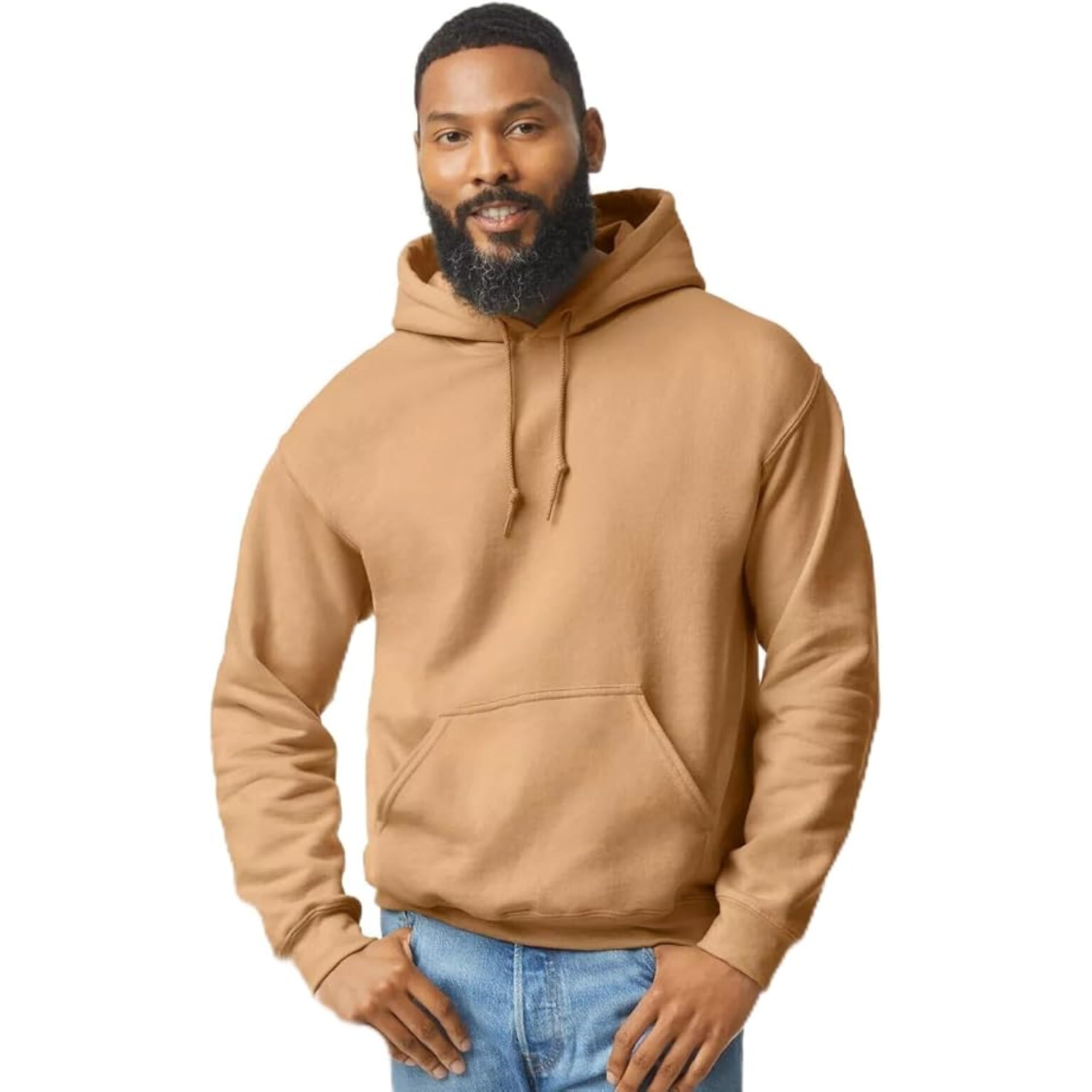 LE11® Mens Heavy Blend Hooded Sweatshirt Long Sleeve Pullover Hoodie (Old Gold - L)