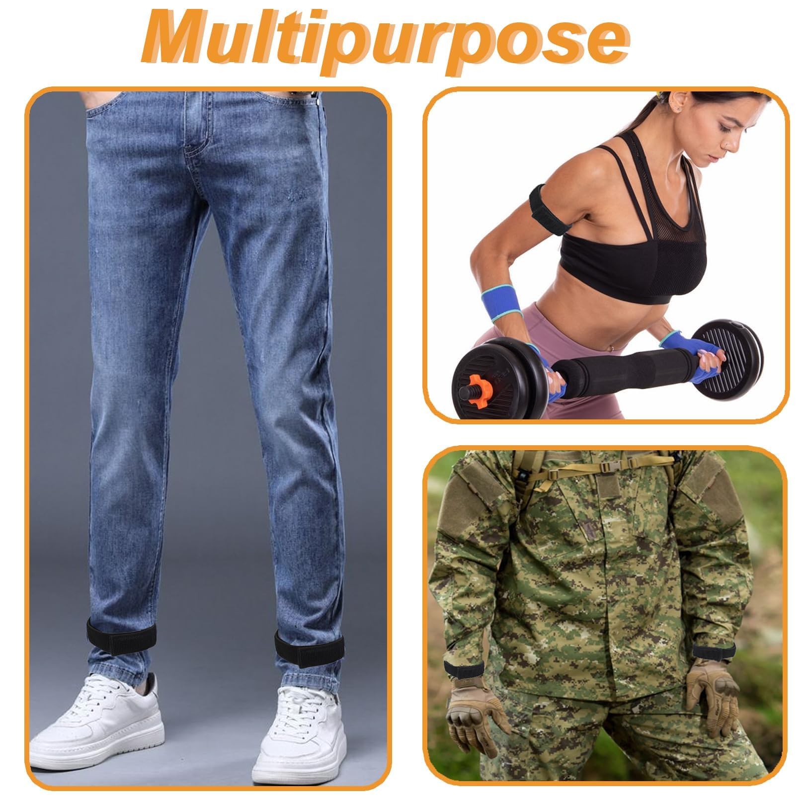8 Mollette Per Pantaloni Da Bicicletta Catarifrangenti – Fasce Elastiche Con Velcro, Per Ciclismo, Jogging Ed Escursionismo, Sicurezza Notturna - 2