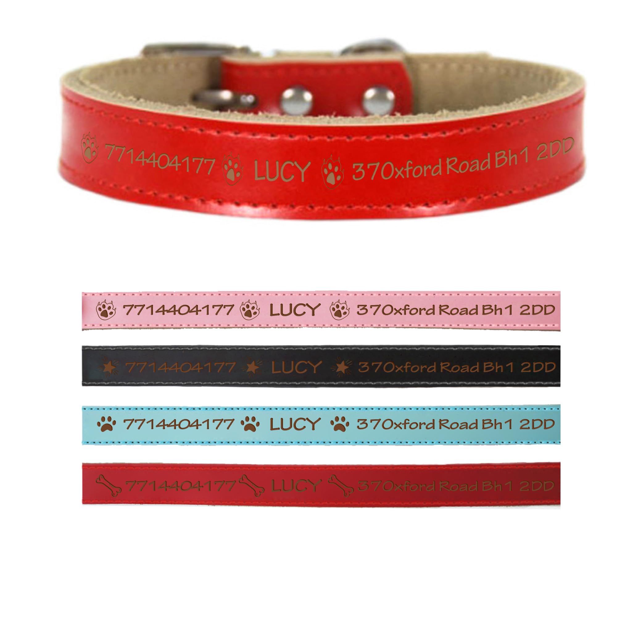 Personalised Dog Collar Small Medium Large Leather Dog Collar Custom Dog Collars Small Dog with Name & Phone Number Engraved Pet ID Tag for Dogs Pet Puppy Furry Friend 4 Colors & 4 Sizes(Red XS)