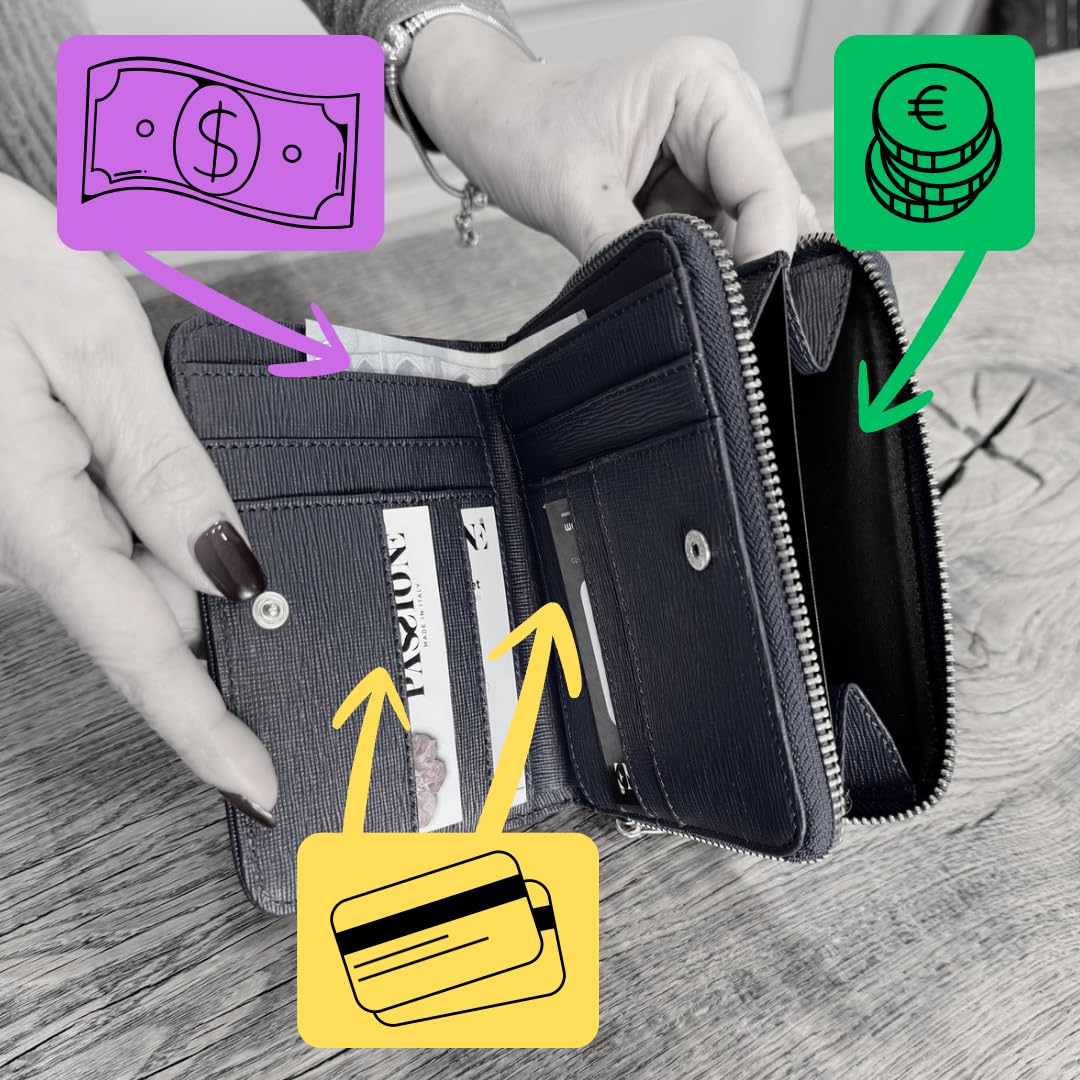PASSIONE Portafoglio piccolo - Donna - Compatto - Wallet Clutch - Vera pelle - Vero Pitone - Vero Made in Italy (Oro)