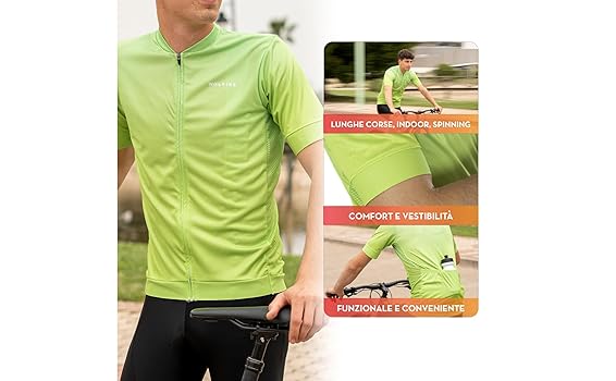 Maglia Ciclismo Uomo Manica Corta - Traspirante Con Grip Su Maniche E Vita - Per MTB E Strada - Foto 6