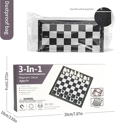 Miniatura 3 de Andux Juego de mesa magnético plegable tres en uno, ajedrez, backgammon, damas CXYXQ-02 (S)