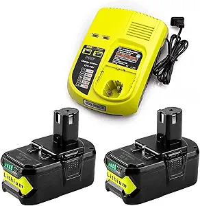 2Pack 6.0Ah 18V Li-ion Battery & Charger Compatible with Ryobi 18-Volt ONE Plus P108 P107 P102 P103 P104 P117 Charging Station Starter Kit