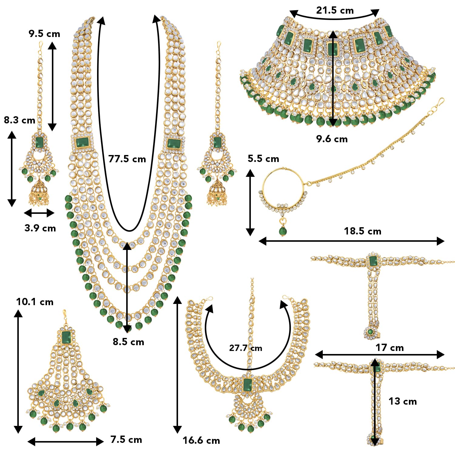 Peora Juego de joyas étnicas indias tradicionales Kundan Dulhan para novia, regalo para mujer
