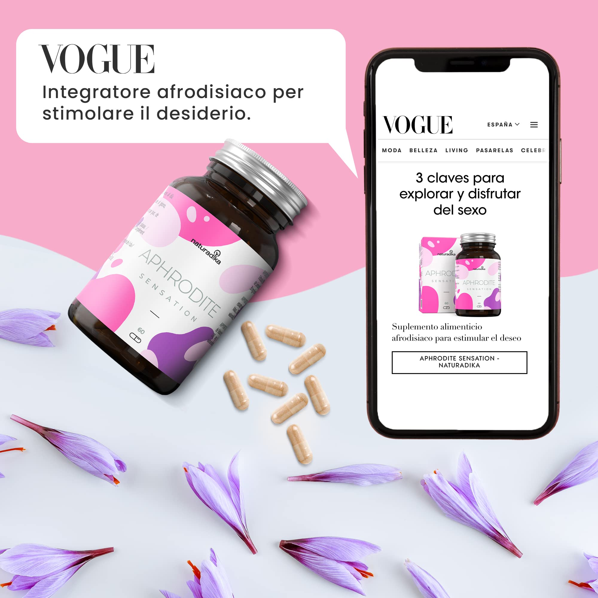 APHRODITE SENSATION | Fórmula ESPECÍFICA para MUJER con acción SENSIPOWER, ENER-UP y NOSTRESS | Con Maca Andina, Tribulus Terrestris y Ashwagandha | Formulación femenina ideal para el cansancio