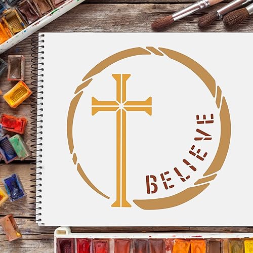 Miniatura 6 de FINGERINSPIRE Plantilla de cruz circular de 12 x 12 pulgadas118 x 118in plantillas reutilizables de bricolaje para arte y manualidades plantillas